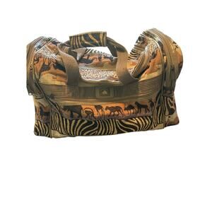 Vintage Pioneer Express Duffel Bag Animal Print Zippers No Shoulder Strap